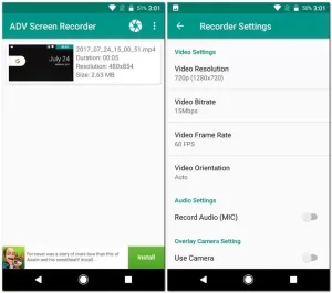 No Watermark ADV Screen Recorder MOD APK By APKSTUFFS